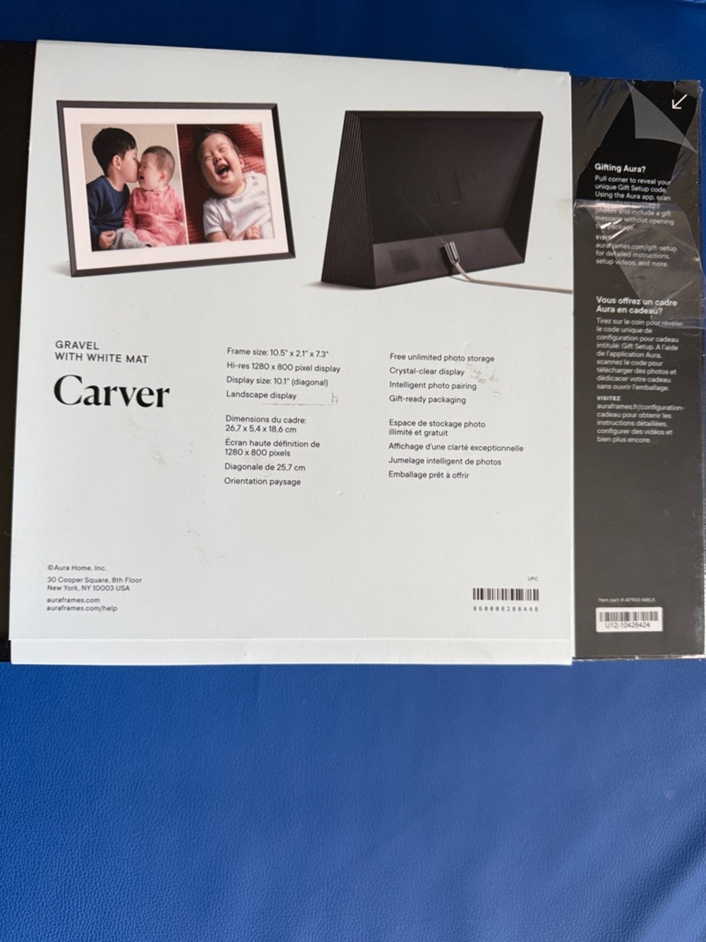 Aura Carver Digital Frame - Gravel Frame with White Mat - Picture 4 of 6
